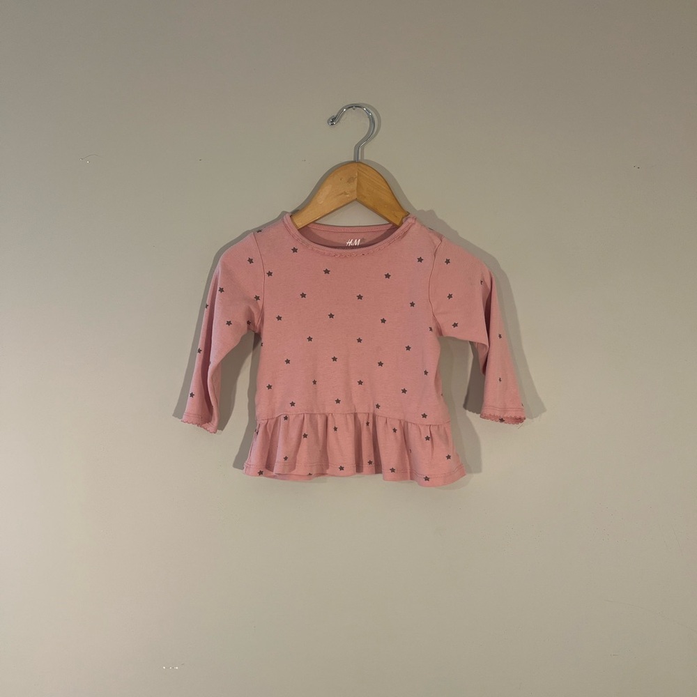 $7 ADD ON top Pink tee‎ gray stars h&m zara cotton on baby gap janie and jack